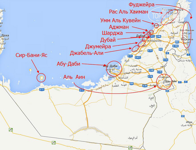 Фуджейра карта с отелями